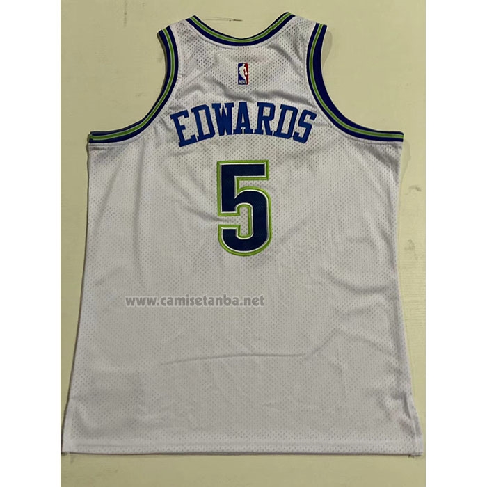 Camiseta Minnesota Timberwolves Anthony Edwards #5 Mitchell & Ness 2023-2024 Blanco